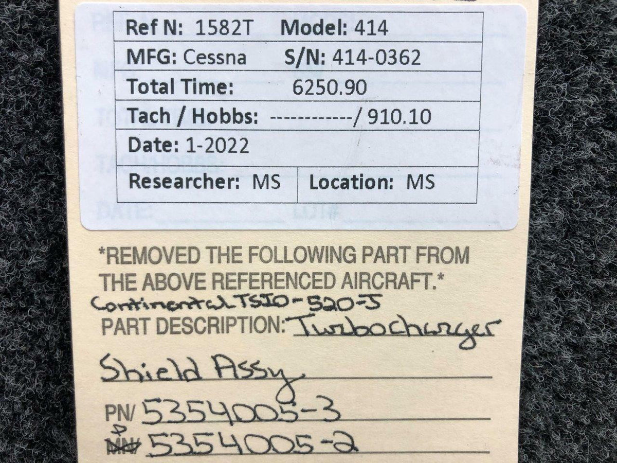 Cessna 5354005-3 / 5354005-2 Continental TSIO-520-J Shield Assembly
