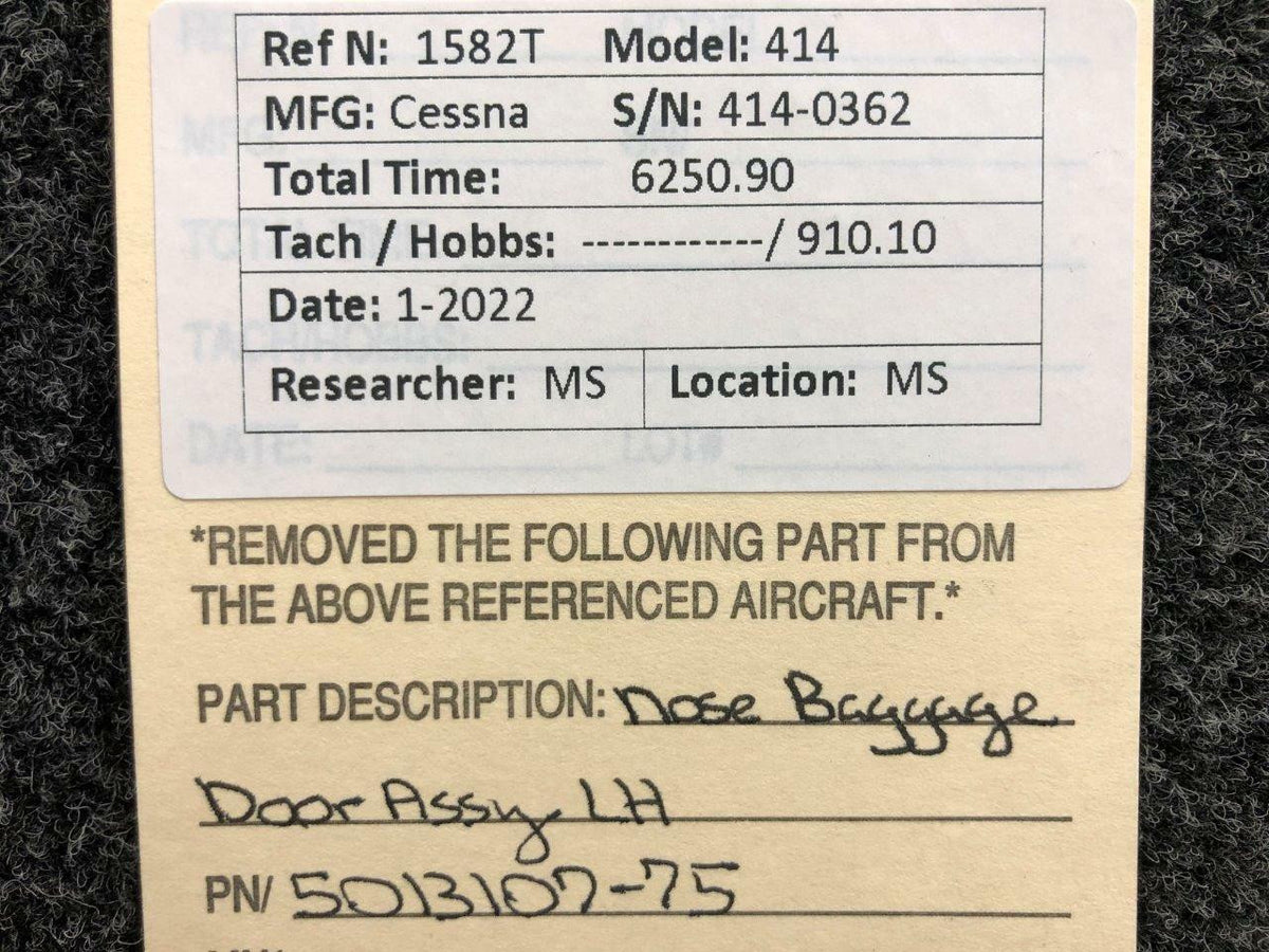 5013107-75 Cessna 414 Nose Baggage Door Assembly LH BAS Part Sales | Airplane Parts
