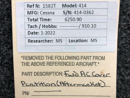 Cessna 414 Forward Air Conditioning Cover Partition Aftermarket