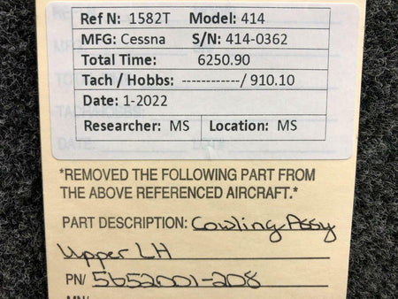 Cessna 5652001-208 Cessna 414 Engine Cowling Assembly Upper LH