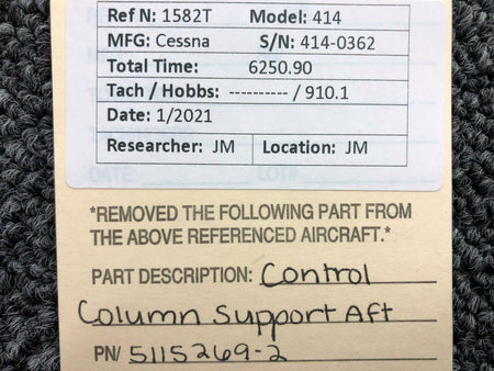 Cessna 5115269-2 Cessna 414 Control Column Support Assembly Aft