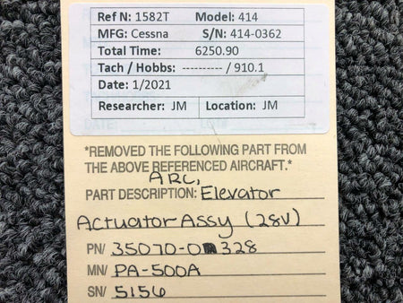 ARC 35070-0325 Aircraft Radio Corp PA-500A Elevator Actuator Volts 28