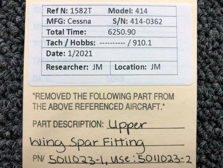 Cessna 5011023-1 USE 5011023-2 Cessna 414 Upper Wing Spar Fitting