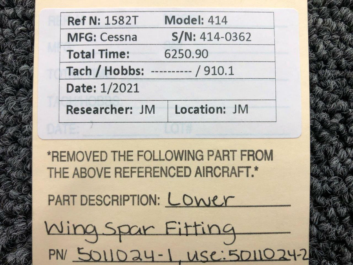 Cessna 5011024-1 USE 5011024-2 Cessna 414 Lower Wing Spar Fitting