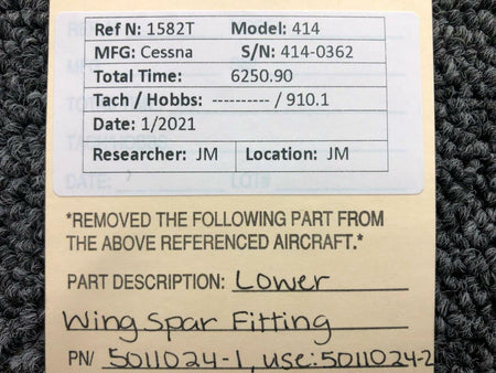 Cessna 5011024-1 USE 5011024-2 Cessna 414 Lower Wing Spar Fitting