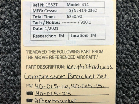 Keith Products 40-015 Cessna 414 Keith Products Compressor Bracket Set Aftermarket