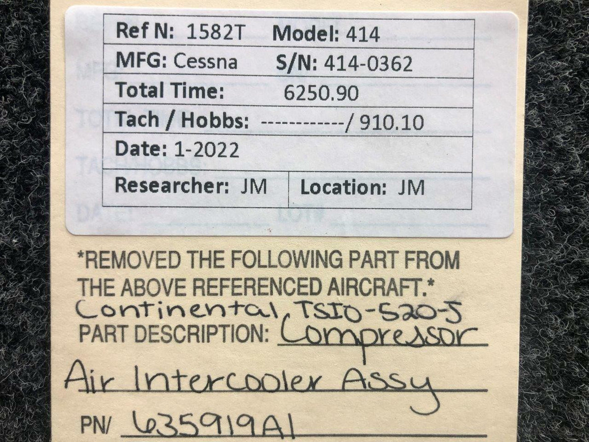 Continental 635919A1 Continental TSIO-520-J Air Intercooler Assembly