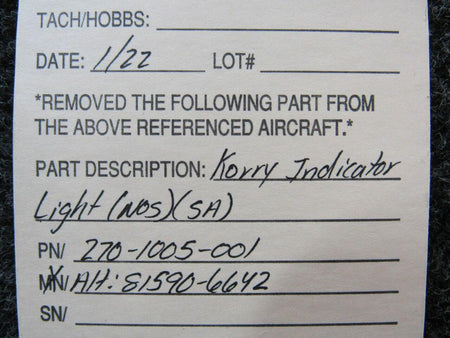 Korry 270-1005-001 ALT 81590-6642 Korry Indicator Light NEW OLD STOCK SA