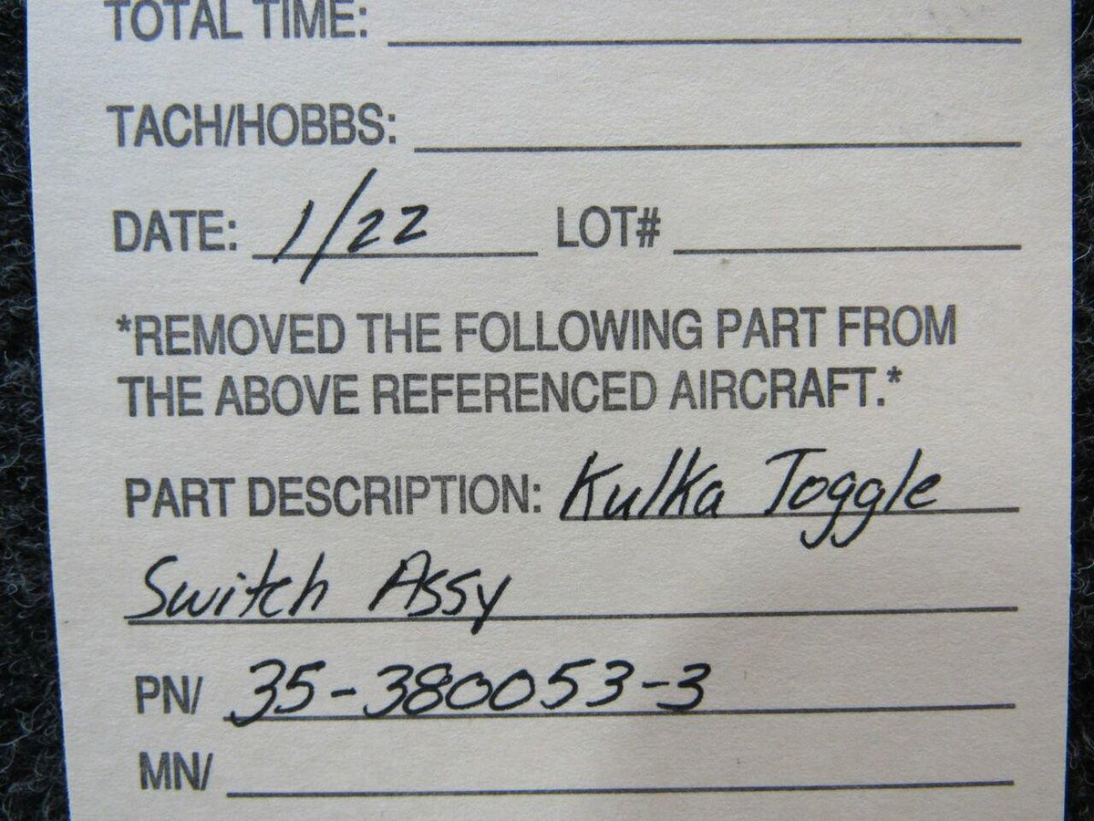 35-380053-3 Kulka Toggle Switch Assembly (SA) BAS Part Sales | Airplane Parts