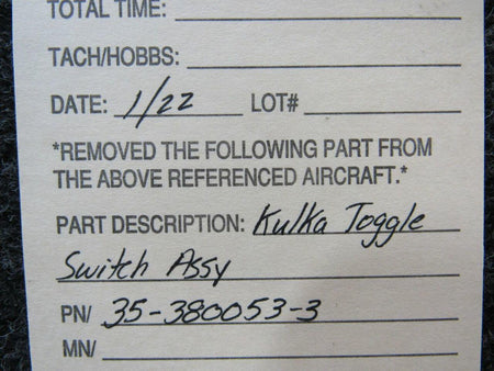 35-380053-3 Kulka Toggle Switch Assembly (SA) BAS Part Sales | Airplane Parts