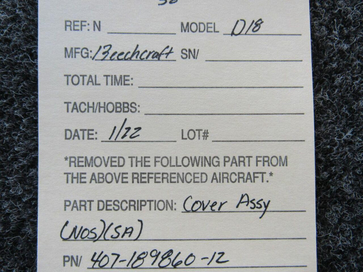 Beechcraft 407-189860-12 Beechcraft D-18 Cover Assembly NEW OLD STOCK SA