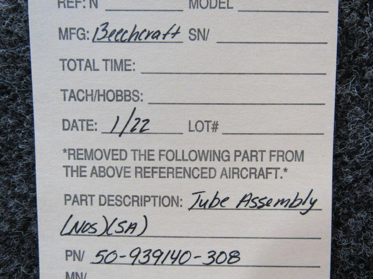 50-939140-308 Beechcraft Tube Assembly (NEW OLD STOCK) (SA) BAS Part Sales | Airplane Parts