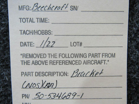 Beechcraft 50-534589-1 Beechcraft Bracket NEW OLD STOCK SA