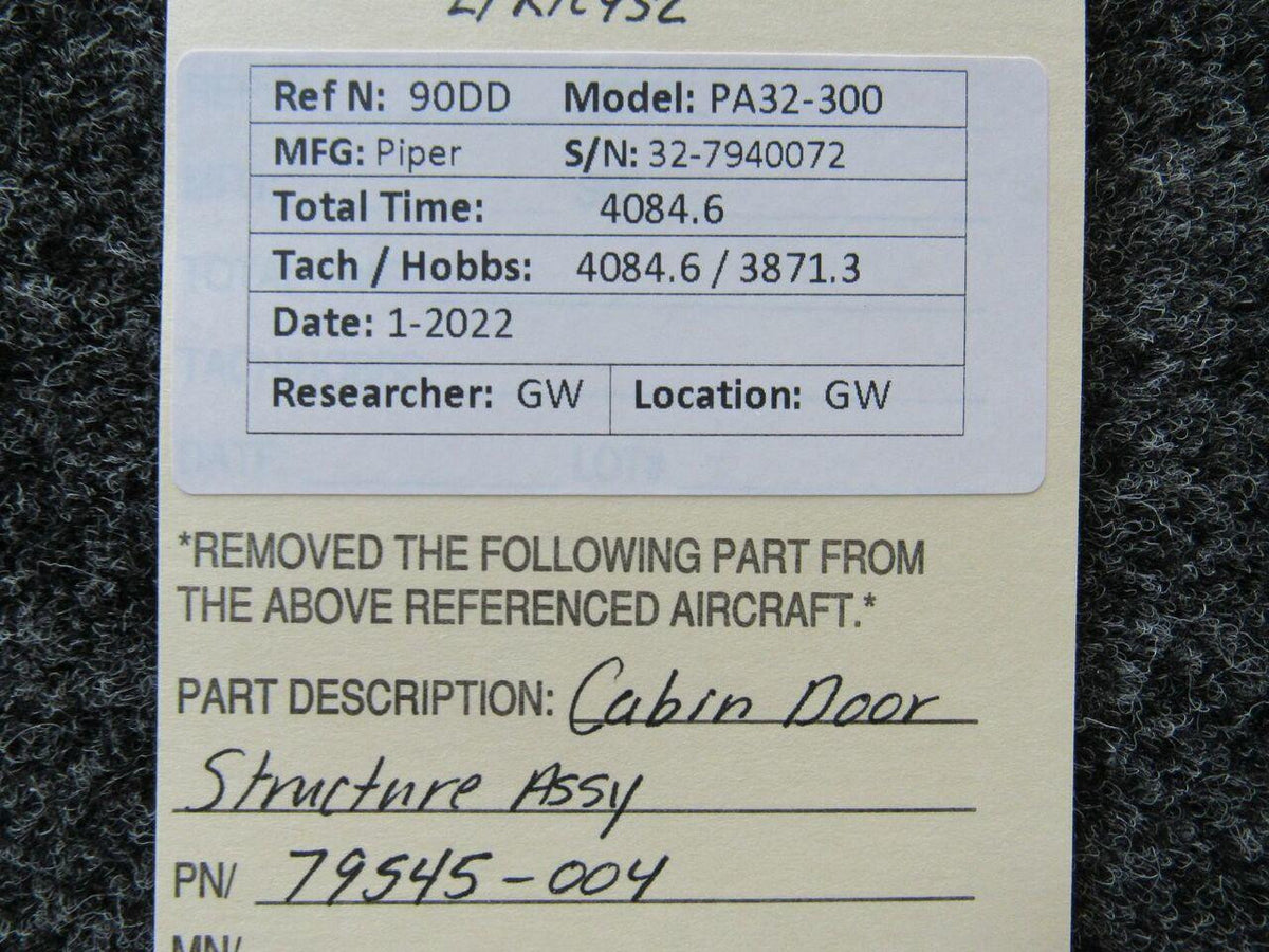 Piper 79545-004 Piper PA32-300 Cabin Door Structure Assembly