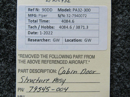 Piper 79545-004 Piper PA32-300 Cabin Door Structure Assembly