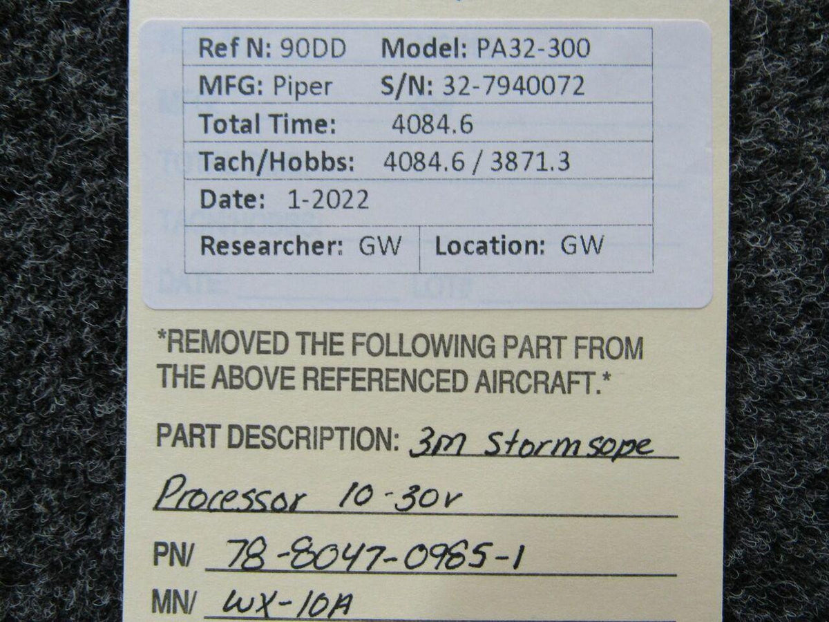 3M 78-8047-0985-1 M/N WX-10A 3M Stormscope Processor Volts 10-30