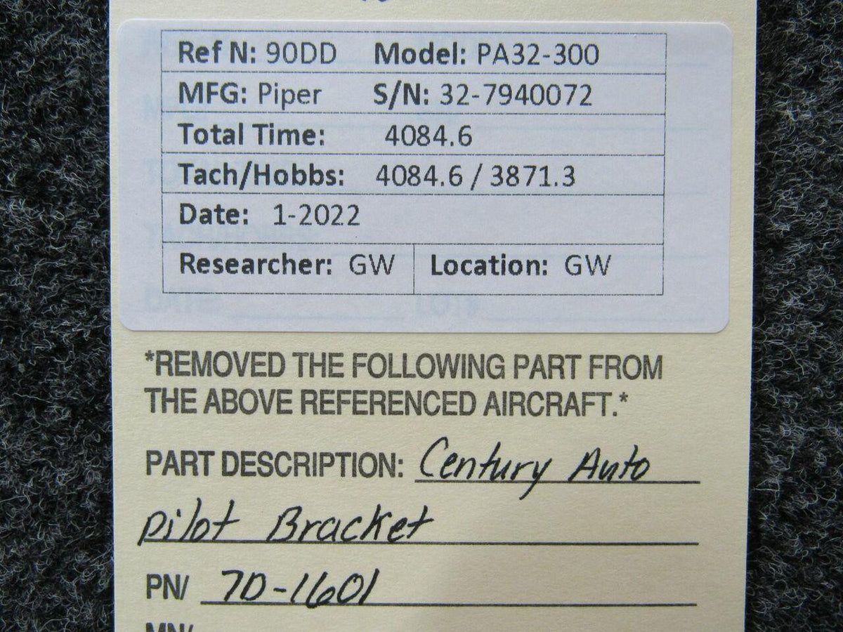 Century Flight Systems 7D-1601 Piper PA32-300 Century Autopilot Bracket Assembly