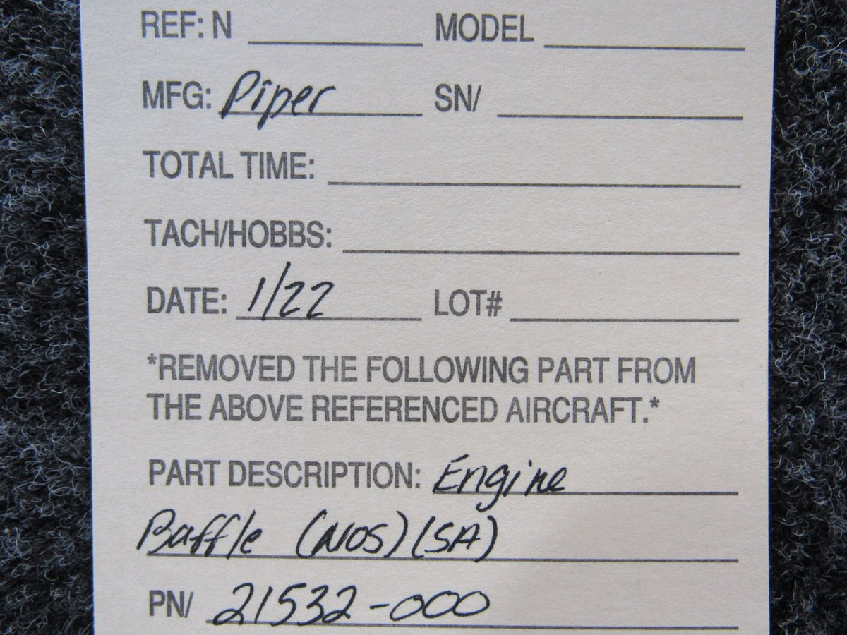 21532-000 Piper Engine Baffle (NEW OLD STOCK) (SA) BAS Part Sales | Airplane Parts