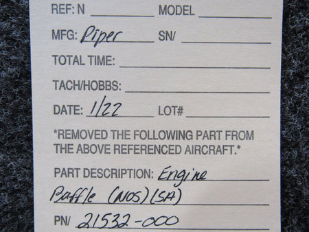 21532-000 Piper Engine Baffle (NEW OLD STOCK) (SA) BAS Part Sales | Airplane Parts
