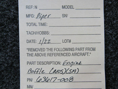 Piper 63671-008 Piper Engine Baffle NEW OLD STOCK SA