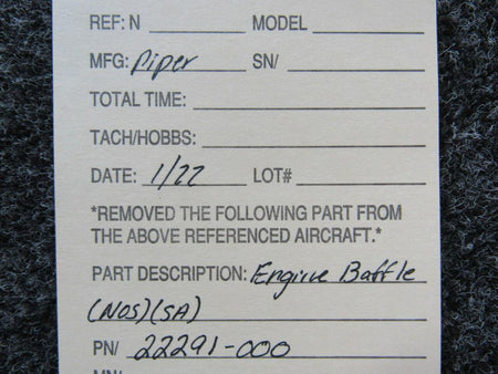 Piper 22291-000 Piper Engine Baffle NEW OLD STOCK SA