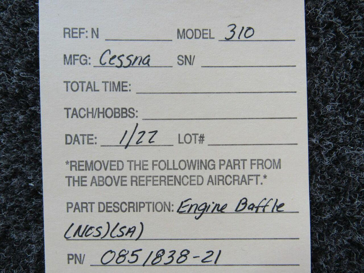 Cessna 0851838-21 Cessna 310 Engine Baffle NEW OLD STOCK SA