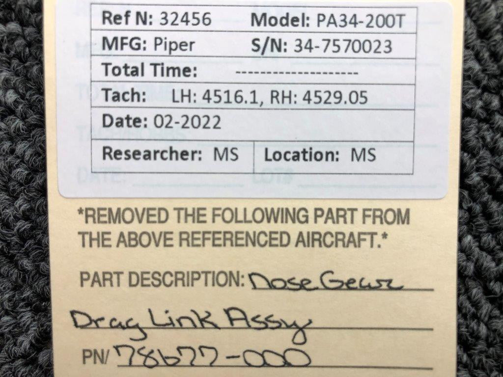 78677-000 Piper PA34-200T Nose Gear Drag Link Assembly BAS Part Sales | Airplane Parts