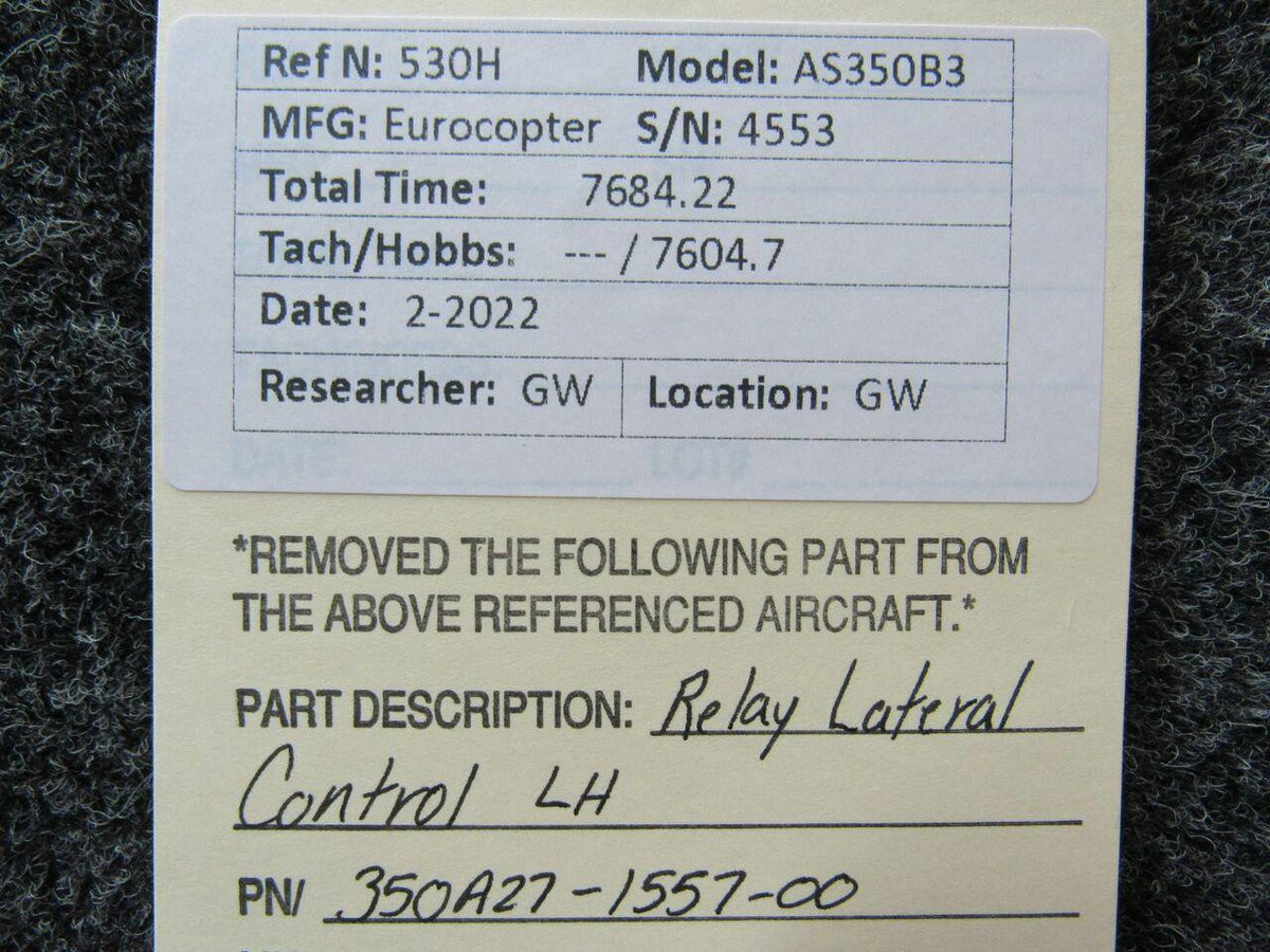 American Eurocopter 350A27-1557-00 Eurocopter AS350B3 Relay Lateral Control LH