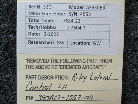 American Eurocopter 350A27-1557-00 Eurocopter AS350B3 Relay Lateral Control LH