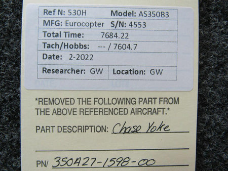 American Eurocopter 350A27-1598-00 Eurocopter AS350B3 Chase Yoke