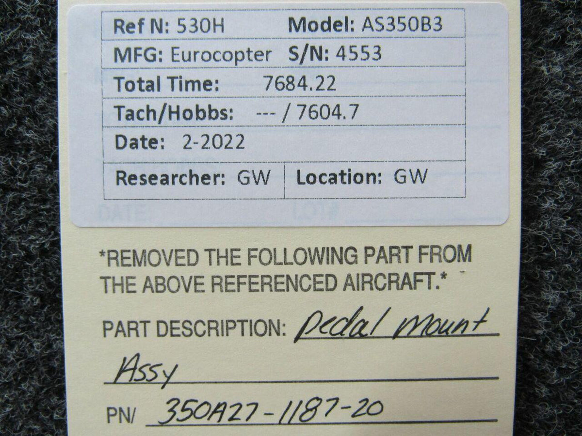 American Eurocopter 350A27-1187-20 Eurocopter AS350B3 Pedal Mount Assembly