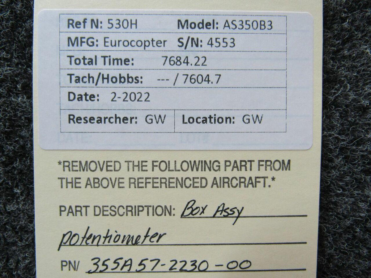 American Eurocopter 355A57-2230-00 Eurocopter AS350B3 Box Assembly Potentiometer
