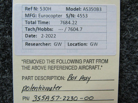 American Eurocopter 355A57-2230-00 Eurocopter AS350B3 Box Assembly Potentiometer