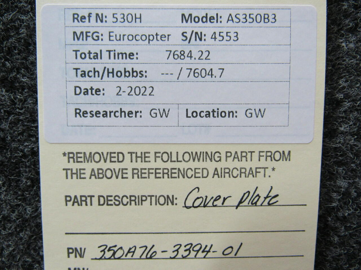 American Eurocopter 350A76-3394-01 Eurocopter AS350B3 Cover Plate