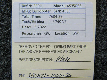 American Eurocopter 350A21-1066-26 Eurocopter AS350B3 Plate