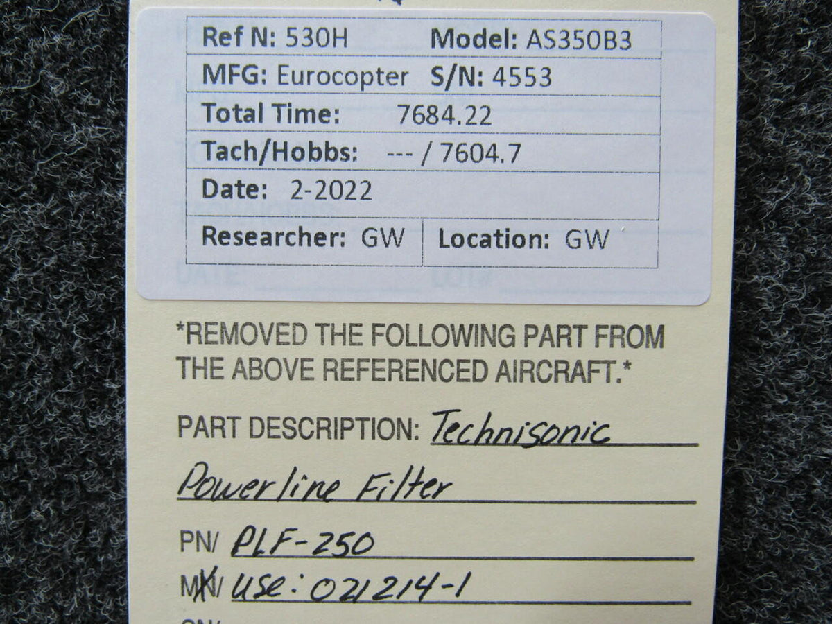 021214-1 Technisonic PLF-250 Power Line Filter | BAS Part Sales
