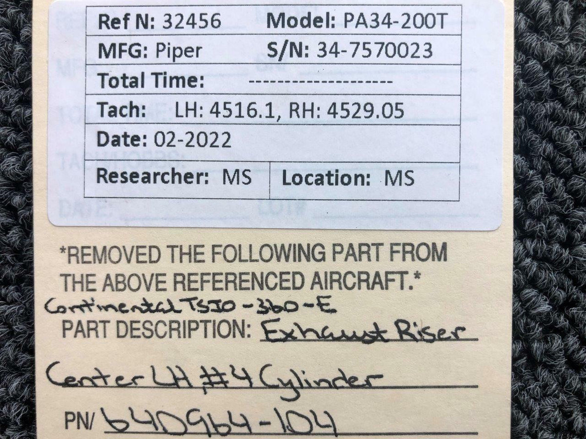 Continental 640964-104 Continental TSIO-360-E Exhaust Riser Center LH
