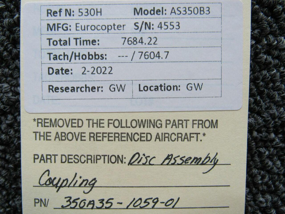American Eurocopter 350A35-1059-01 Eurocopter AS350B3 Disc Assembly Coupling