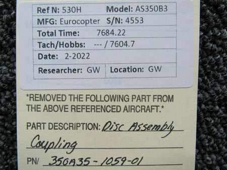 American Eurocopter 350A35-1059-01 Eurocopter AS350B3 Disc Assembly Coupling