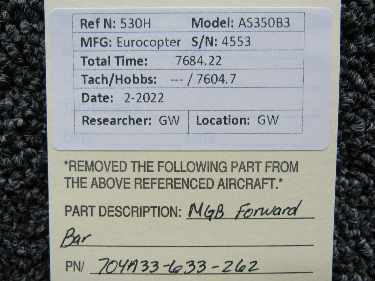 704A33-633-262 Eurocopter AS350B3 MGB Forward Bar BAS Part Sales | Airplane Parts