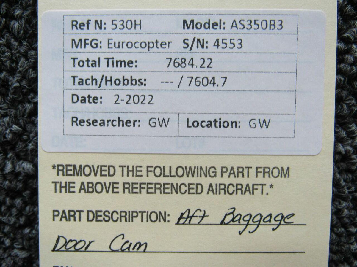 American Eurocopter Eurocopter AS350B3 Aft Baggage Door Cam Assembly