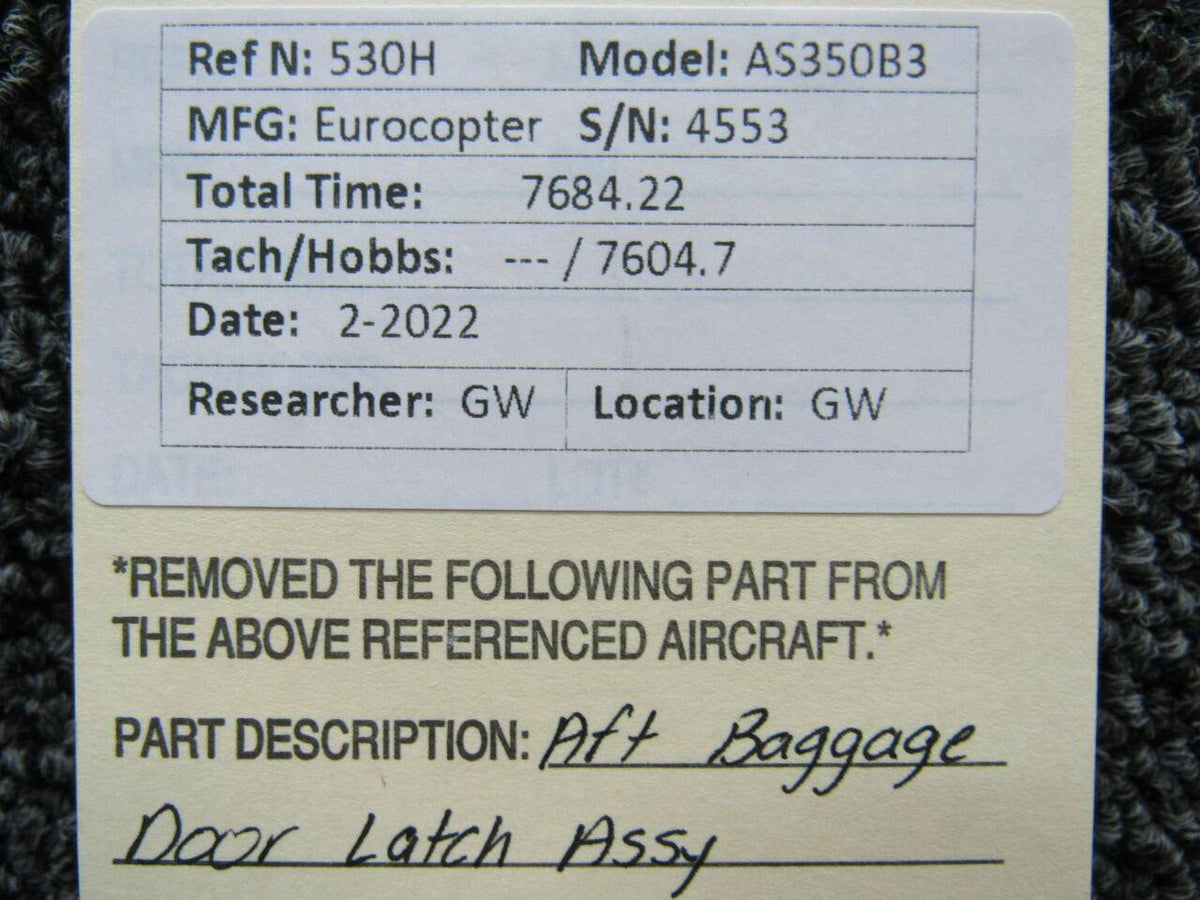 American Eurocopter Eurocopter AS350B3 Aft Baggage Door Latch Assembly