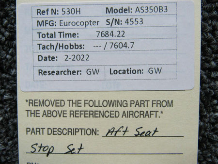 American Eurocopter Eurocopter AS350B3 Aft Seat Stop Set