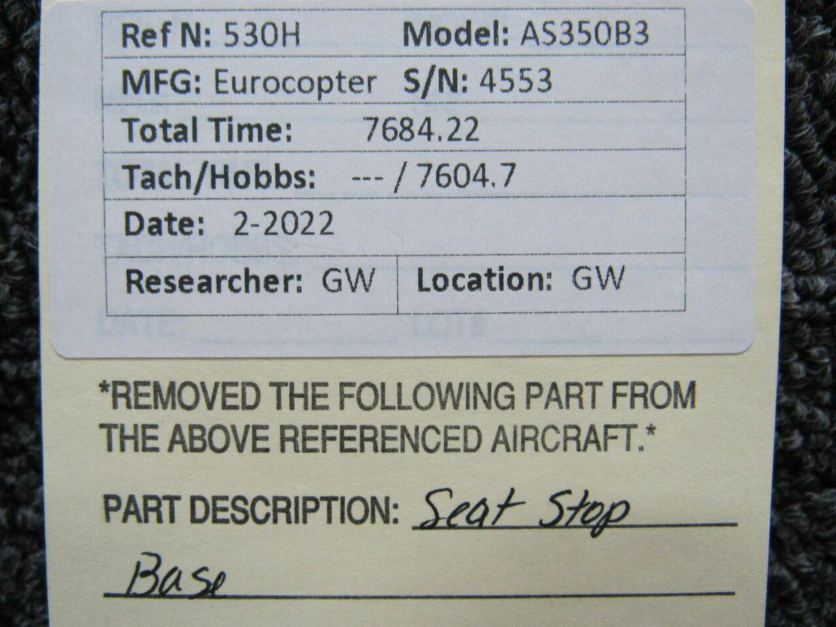 American Eurocopter Eurocopter AS350B3 Seat Stop Base