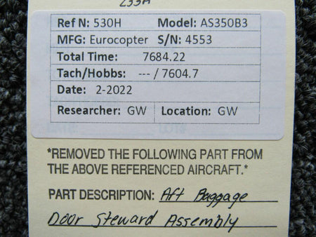 American Eurocopter Eurocopter AS350B Aft Baggage Door Steward Assembly