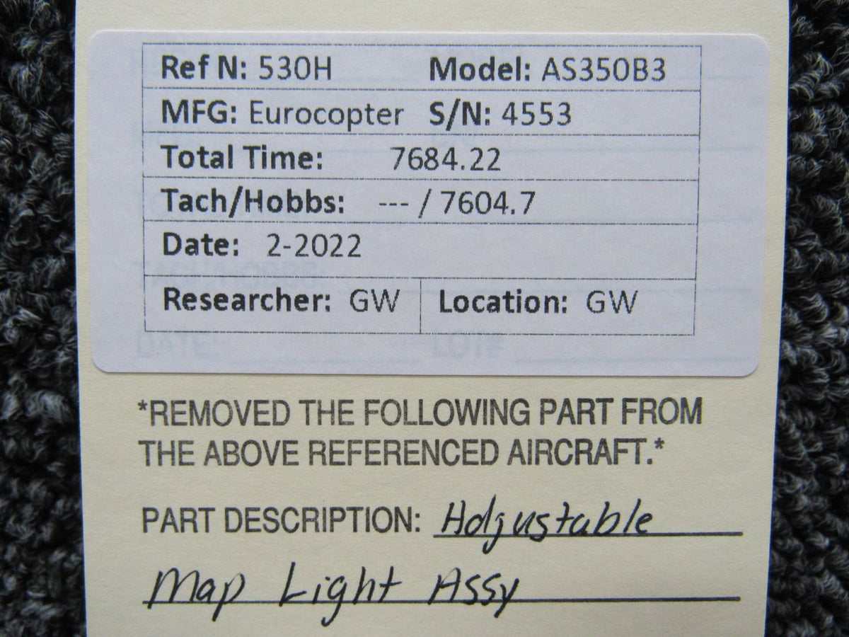100-4074-4 Eurocopter AS350B3 Adjustable Map Light Assembly BAS Part Sales | Airplane Parts