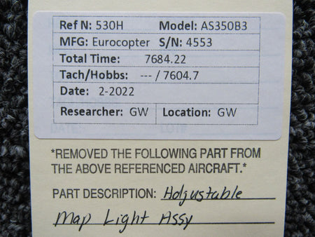 100-4074-4 Eurocopter AS350B3 Adjustable Map Light Assembly BAS Part Sales | Airplane Parts
