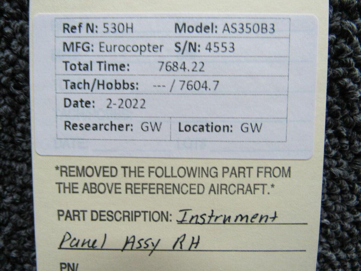 American Eurocopter Eurocopter AS350B3 Instrument Panel Assembly RH