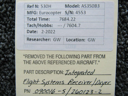 Integrated Flight Systems 090016-5 / 260123-2 Eurocopter AS350B3 Integrated Flight Sys Receiver / Dryer