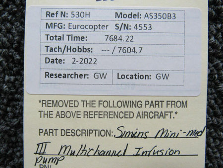 Siemens Mini-Med III Multi-Channel Infusion Pump (Volts: 6-9, Watts: 6) BAS Part Sales | Airplane Parts